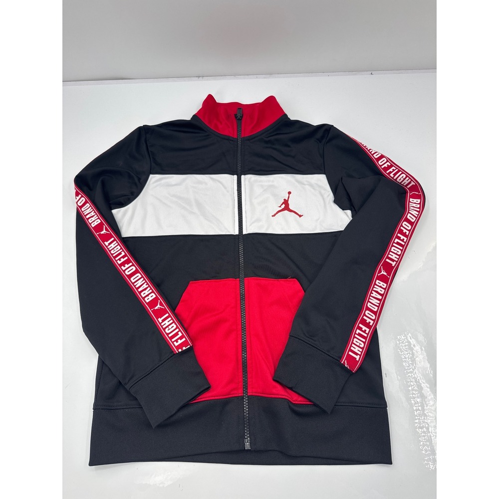 Jordan Boys Brand of Flight Track Jacket Black White Red Size M 10-12Y 807421